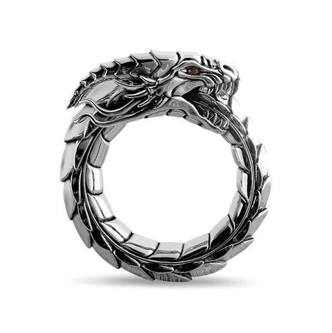 Bague Dragon<br> Écaille de Maille "Acier" - Dragon-chinois