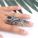 Bague Dragon <br> Armure Gothique "Acier" - Dragon-chinois