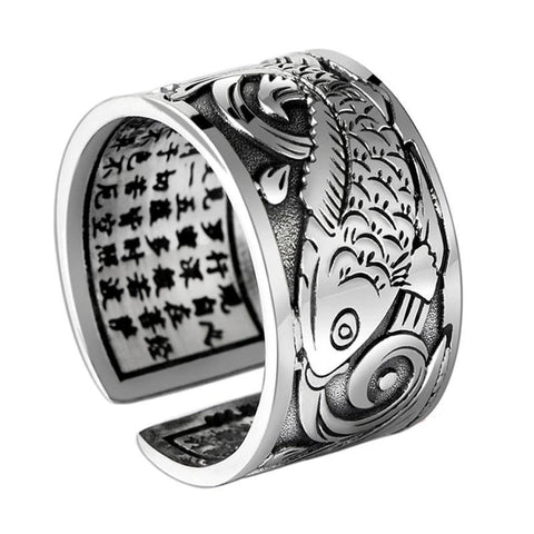 Bague Dragon<br> Carpe Koi "Argent" - Dragon-chinois