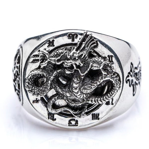 Bague Dragon<br> Chinoise Homme "Argent" - Dragon-chinois