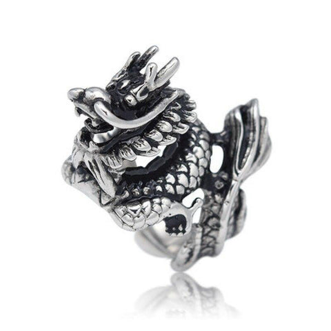 Bague Dragon<br> Forme de Dragon "Acier" - Dragon-chinois