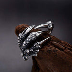 Bague Dragon <br> Griffe Gothique "Acier" - Dragon-chinois