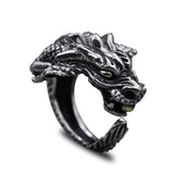 Bague Dragon <br> Demi Jonc "Argent" - Dragon-chinois