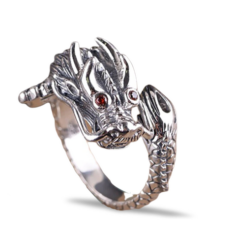 Bague Dragon<br> Rubis 925 "Argent" - Dragon-chinois