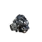 Bague Dragon<br> Tête de Lion "Argent" - Dragon-chinois