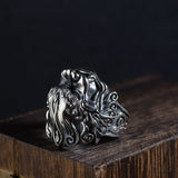 Bague Dragon<br> Tête de Lion "Argent" - Dragon-chinois