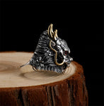 Bague Dragon<br> Grenat Rouge "Argent" - Dragon-chinois