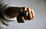 Bague Dragon<br> Grenat Rouge "Argent" - Dragon-chinois