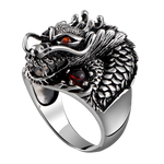 Bague Dragon<br> Rubis de Sang "Argent" - Dragon-chinois