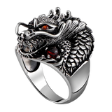 Bague Dragon<br> Rubis de Sang "Argent" - Dragon-chinois
