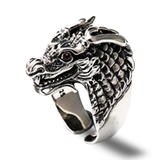 Bague Dragon<br> Tête de Dragon Ryujin "Argent" - Dragon-chinois