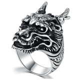 Bague Dragon<br> Tête de Loup "Argent" - Dragon-chinois