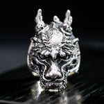 Bague Dragon<br> Tête de Loup "Argent" - Dragon-chinois