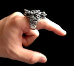 Bague Dragon<br> Tête de Loup "Argent" - Dragon-chinois