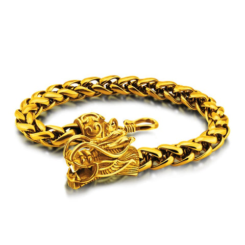 Bracelet Dragon<br> Dorée "Acier" - Dragon-chinois
