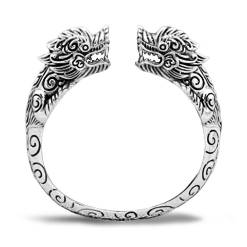Bracelet Dragon <br> Gravé Homme "Argent" - Dragon-chinois