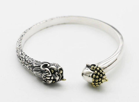 Bracelet Dragon <br> Jonc Bouddha  "Argent" - Dragon-chinois