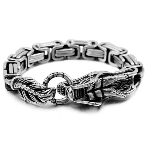Bracelet Dragon<br> Maille Marine "Acier" - Dragon-chinois