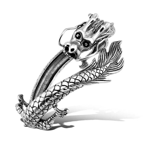 Bracelet Dragon <br> Manchette "Argent" - Dragon-chinois