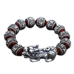 Bracelet Dragon<br> Perle Ornée d'Argent Massif "Argent" - Dragon-chinois