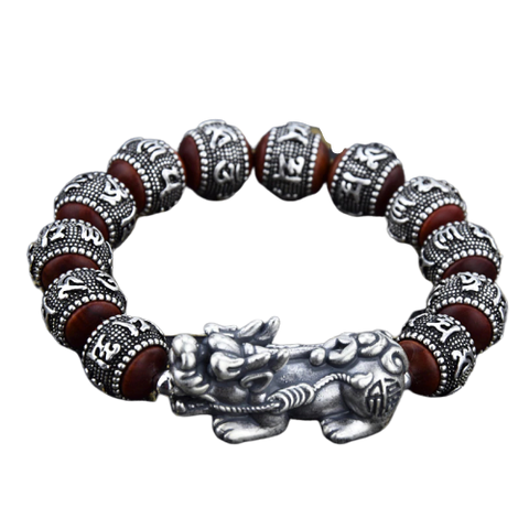 Bracelet Dragon<br> Perle Ornée d'Argent Massif "Argent" - Dragon-chinois