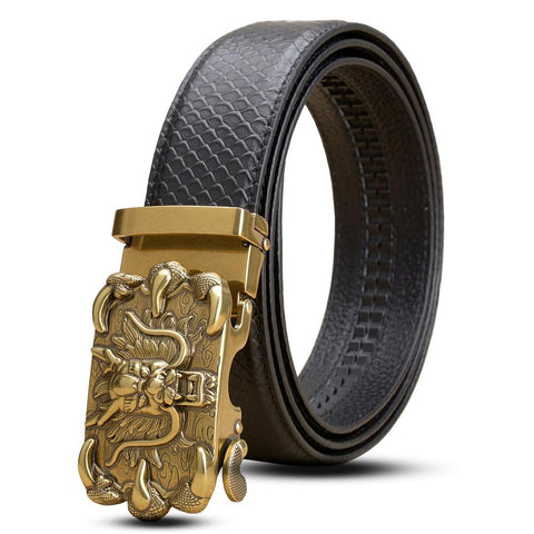 Ceinture Dragon<br> En Cuir Couleur OR - Dragon-chinois
