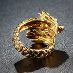 Chevalière Dragon<br> Tête de Dragon "Or" - Dragon-chinois