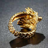 Chevalière Dragon<br> Tête de Dragon "Or" - Dragon-chinois