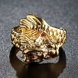 Chevalière Dragon<br> Tête de Dragon "Or" - Dragon-chinois