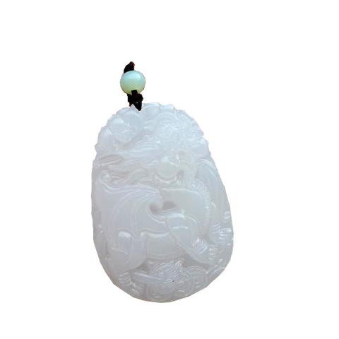 Collier Dragon<br> Jade Blanc - Dragon-chinois