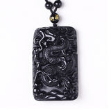 Collier Dragon<br> Obsidienne Porte Bonheur - Dragon-chinois
