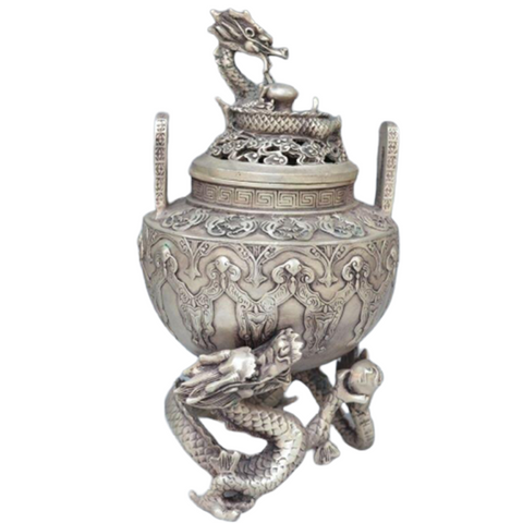 Brûle Parfum<br> Bronze Ancien - Dragon-chinois