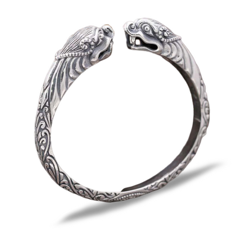 Bracelet Dragon <br>Jonc Gravé Celtique " Argent" - Dragon-chinois