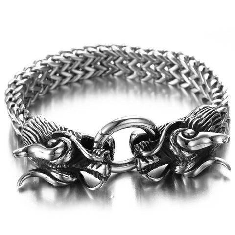 Bracelet Dragon<br> Maille de Serpent "Acier" - Dragon-chinois