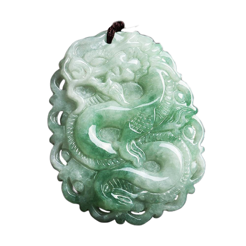 Collier Dragon<br> Jade Blanc - Dragon-chinois