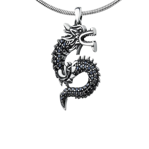 Pendentif Dragon<br> Serpent "Argent" - Dragon-chinois