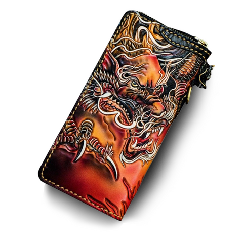 Portefeuille Dragon <br> Cuir Personnalisé - Dragon-chinois