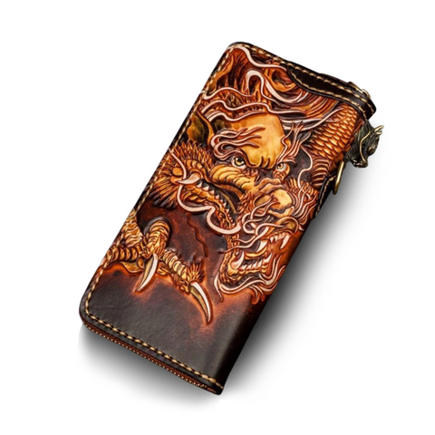 Portefeuille Dragon <br> Cuir Marron - Dragon-chinois