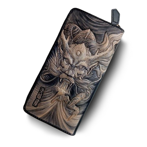 Portefeuille Dragon <br> Cuir Homme Personnalisé - Dragon-chinois