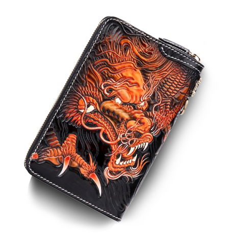 Portefeuille Dragon <br> Homme Cuir Noir - Dragon-chinois