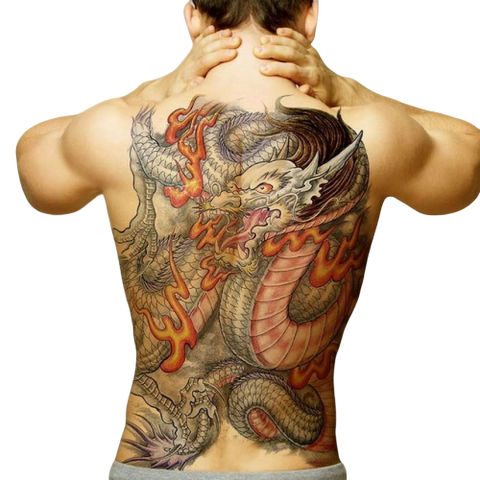 Tatouage Éphémère<br> Dragon homme "Dos" - Dragon-chinois