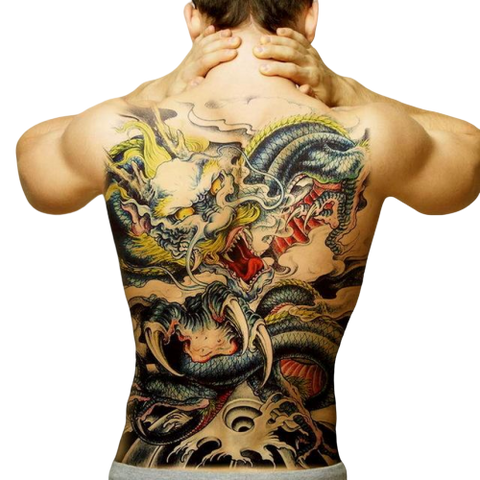 Tatouage Éphémère<br> Dragon japonais "Dos" - Dragon-chinois