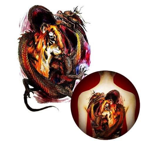 Tatouage Éphémère<br> Dragon Tigre "Dos" - Dragon-chinois