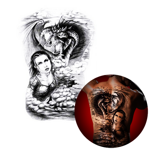 Tatouage Éphémère<br> Dragon "Dos" - Dragon-chinois