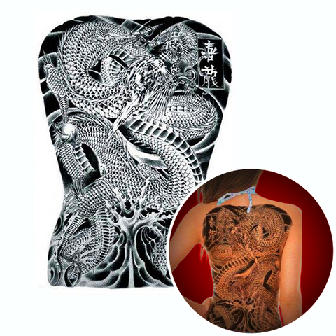 Tatouage Éphémère<br> Dragon Femme "Dos" - Dragon-chinois