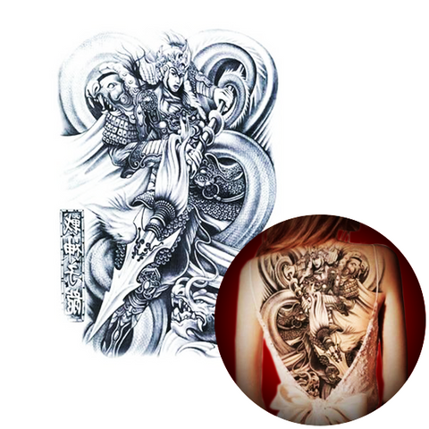 Tatouage Éphémère<br>Dragon japonais Femme "Dos" - Dragon-chinois