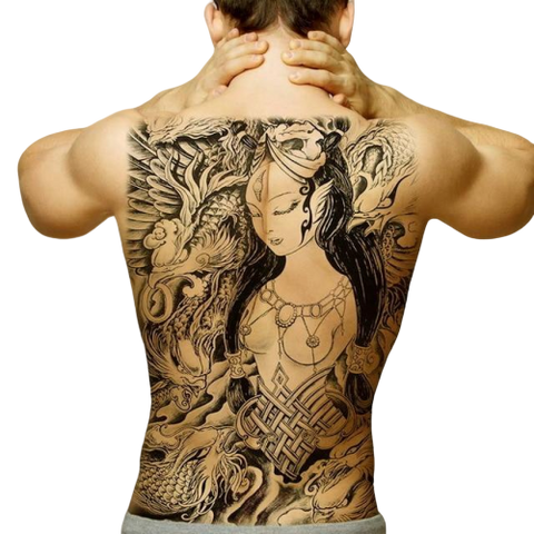 Tatouage Éphémère<br> Dragon Japonais Homme "Dos" - Dragon-chinois