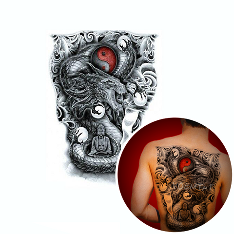 Tatouage éphémère<br> Dragon Rouge "Dos - Dragon-chinois