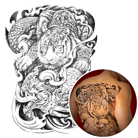 Tatouage Éphémère<br> Dragon et Tigre "Dos" - Dragon-chinois