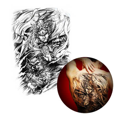 Tatouage Éphémère<br> Yakuza Traditionnel "Dos" - Dragon-chinois